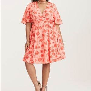Torrid Floral Print Georgette Wrap Dress